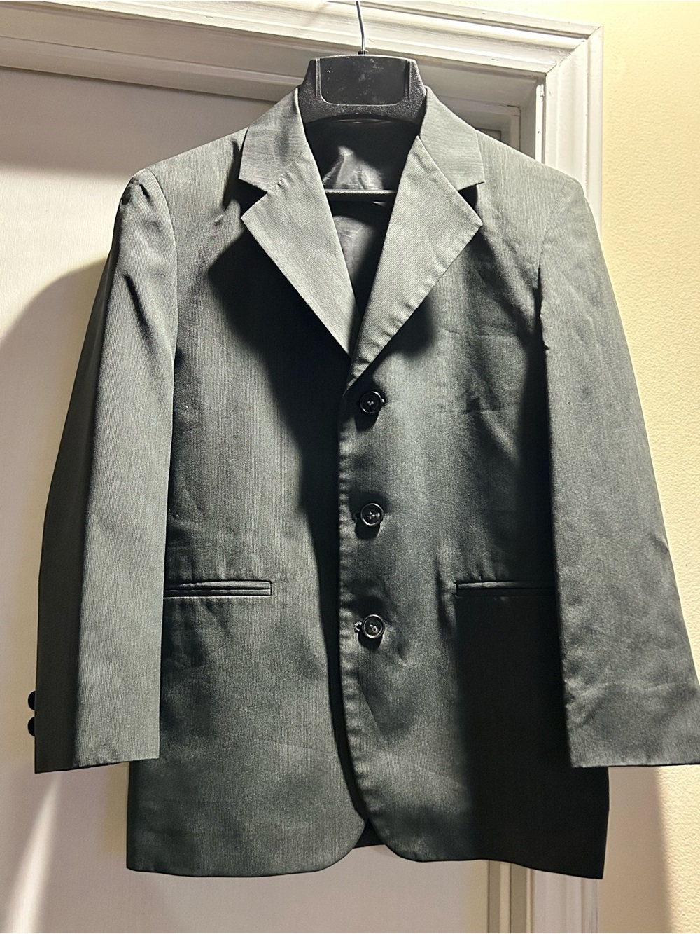Classic Boys Greyish Black Blazer - Tailored Three-Button Jacket